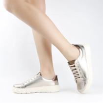 Tênis Flatform Metalizado Couro Tênis Flatform Metalizado Couro