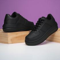 Tênis Forces Ar Masculino Feminino Branco Preto Esportivo Leve e Macio Tênis Forces Ar Masculino Feminino Branco Preto Esportivo Leve e Macio