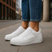 Tênis Forces Ar Masculino Feminino Branco Preto Sapatênis Casual com Estilo e Conforto