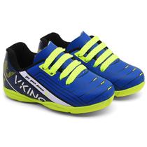 Tênis Futsal Bebê Vking Azul Verde Limão do 18 ao 25