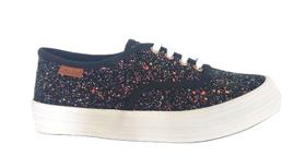 Tênis Gliter Preto Cano Baixo Street St0919 Tecido - Novo