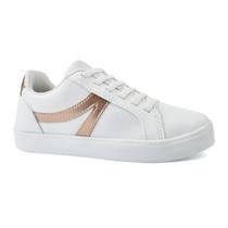 Tênis Godiva Casual Feminino Branco Bronze