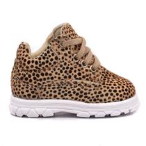 Tênis Happy Comfort Infantil Bili Bilu Couro Animal Print Leopardo 2104
