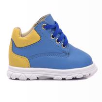 Tênis Happy Comfort Infantil Bili Bilu Couro Fly Azul Capri e Abacaxi 2102