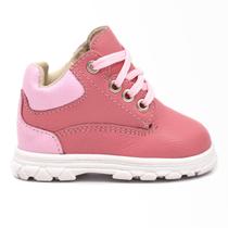 Tênis Happy Comfort Infantil Bili Bilu Couro Fly Carmin e Marshmallow 2106