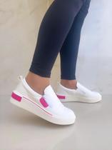 Tênis Iate Calce Fácil Slip On Feminino Branco/Pink