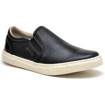 Tênis Iate Casual Slip On Couro Masculino Solado Flat Emborrachado Flexível Confortável - FRANCA GRIFFE