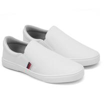 Tênis Iate Slip on Calce Fácil Original Hype Shoes Branco Com Tira Lateral Unissex