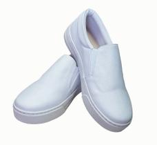 Tênis Iate Unissex Sapato Branco Calce Fácil Enfermagem Esteticista - JaquesCoutoShoes