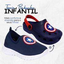 Tênis Infantil + Babuche Menino Chinelo Masculino Capitão América Tênis Infantil + Babuche Menino Chinelo Masculino Capitão América
