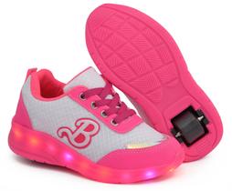 Tênis infantil Barbie com LEDs e rodinha