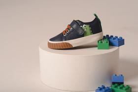 Tênis Infantil Bebê Tiras Autocolantes Elástico Borracha Antiderrapante Marinho Dino