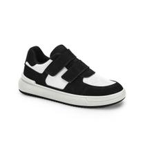 Tênis Infantil Bibi B College com tiras autocolantes Branco e Preto Tênis Infantil Bibi B College com tiras autocolantes Branco e Preto