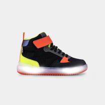 Tênis Infantil Bibi High Sneakers Preto/Citrus/Fire
