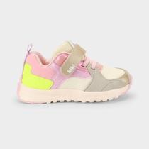 Tênis Infantil Bibi Jogging Bege com Rosa