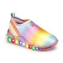 Tênis Infantil BIBI Luz Led Colorido Roller Celebration Colorido Arco-Íris Feminino