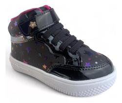 Tênis Infantil Botinha Ortopasso Preto Com Estrelas