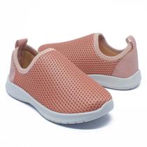 Tênis Infantil Calce Facil Leve Confortável Furinho Nude