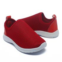 Tênis Infantil Calce Facil Leve Confortável Furinho Vermelho - Beanna Calçados
