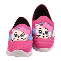 Tênis infantil calce fácil meia anatômico leve e flexível ploc - p37 - gatinha com fone