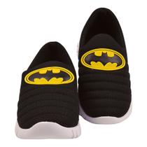 Tênis infantil calce fácil meia anatômico leve e flexível ploc - p40 - batman brasão