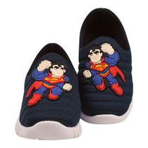 Tênis infantil calce fácil meia anatômico leve e flexível ploc - p44 super man baby