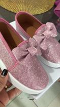 Tênis Infantil Calce fácil menina slip on glitter brilho rose