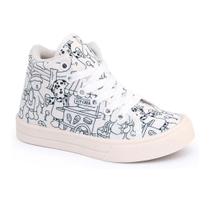 Tênis Infantil Cano Longo Estampado para Colorir