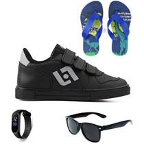 Tenis Infantil Casual Escolar Sapatenis Meninos Street Calce Facil + Chinelo Oculos Relogio Tenis Infantil Casual Escolar Sapatenis Meninos Street Calce Facil + Chinelo Oculos Relogio