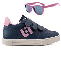 Tenis Infantil Casual Sapatenis Meninas Street Calce Facil + Oculos