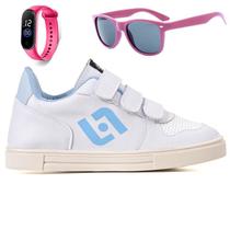 Tenis Infantil Casual Sapatenis Meninas Street Calce Facil + Oculos Relogio