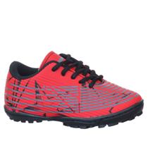 Tenis Infantil Chuteira Menino Vermelha Society Campo Trava