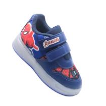 Tênis Infantil Com Luz De Led Que Acende Menino Masculino Homem Aranha Personagem Teia Sapatenis Confortável Sola Reta Skatista