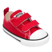 Tênis Infantil Converse Chuck Taylor tiras autocolantes Duplo Vermelho