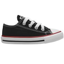 Tênis Infantil Converse Original Chuck Taylor Lona Cano Baixo Preto Vermelho