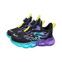 Tênis Infantil De Couro Antiderrapante Para Meninos, Calçado Casual Leve, Estampa De Dragão, Para