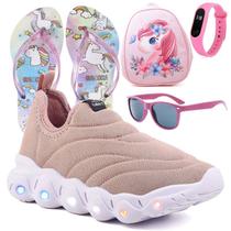 Tenis Infantil De Led Calce Facil Elastico Meninas Feminino + Mochila Chinelo Oculos Relogio - CALCADOS LGHT LIGHT Tenis Infantil De Led Calce Facil Elastico Meninas Feminino + Mochila Chinelo Oculos Relogio - CALCADOS LGHT LIGHT