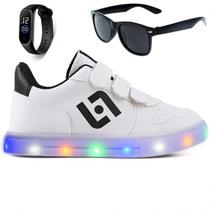 Tenis Infantil De Led Casual Escolar Sapatenis Meninos Street Calce Facil + Oculos Relogio