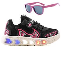 Tenis Infantil De Led Casual Jogger Meninas Escolar Basico + Oculos