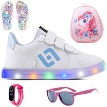 Tenis Infantil De Led Casual Sapatenis Meninas Street Calce Facil + Mochila Chinelo Oculos Relogio Tenis Infantil De Led Casual Sapatenis Meninas Street Calce Facil + Mochila Chinelo Oculos Relogio