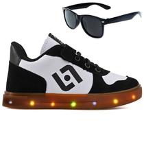 Tenis Infantil De Led Casual Sapatenis Meninos Meninas Street Calce Facil + Oculos