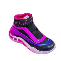 Tênis Infantil De Led Feminino Pampili Cano Médio Preto 683017