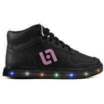 Tenis Infantil De Led Meninas Botinha Cano Alto Escolar Casual Basico