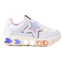 Tenis Infantil De Led Meninas Estrela Holografico Casual