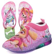 Tenis Infantil De Led Meninas Patrulha Canina Meia + Chinelo - CALCADOS LGHT LIGHT