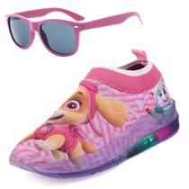 Tenis Infantil De Led Meninas Patrulha Canina Meia + Oculos