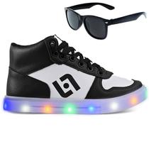 Tenis Infantil De Led Meninos Botinha Cano Alto Escolar Casual Basico + Oculos Tenis Infantil De Led Meninos Botinha Cano Alto Escolar Casual Basico + Oculos