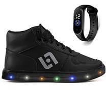 Tenis Infantil De Led Meninos Botinha Cano Alto Escolar Casual Basico + Relogio Tenis Infantil De Led Meninos Botinha Cano Alto Escolar Casual Basico + Relogio
