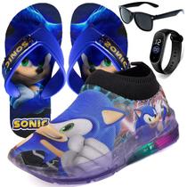 Tenis Infantil De Led Meninos Sonic + Chinelo Oculos Relogio - CALCADOS LGHT LIGHT