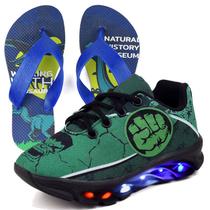 Tenis Infantil De Led Super Heroi Incrivel Meninos + Chinelo - CALCADOS LGHT LIGHT